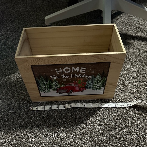 Home for the Holidays Wooden Storage Box with Red Truck Design - Picture 6 of 8